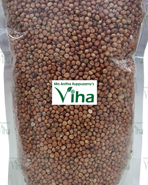 Red Jowar | Red Chinna Cholam in a tall transparent plastic pouch