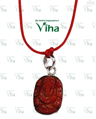 Coral Ganesh Pendant Silver