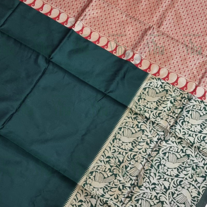 Cotton Silk Saree With Blouse, intricate woven pattern and paisley border design