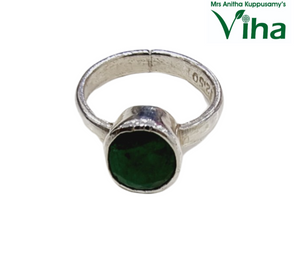 Emerald Ring Silver Natural - 3.51 Ct Adjustable