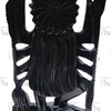 Karungali Wood Kali Amman Statue, a black carved figurine featuring a central circular sunburst head with eight arms and a textured base