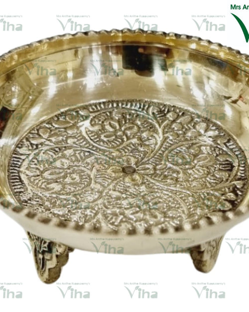 Designer Pooja Plate with engraved floral pattern