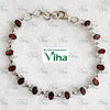 Garnet Oval Cut Silver Bracelet (Gomedha), a link chain set with oval dark red stones