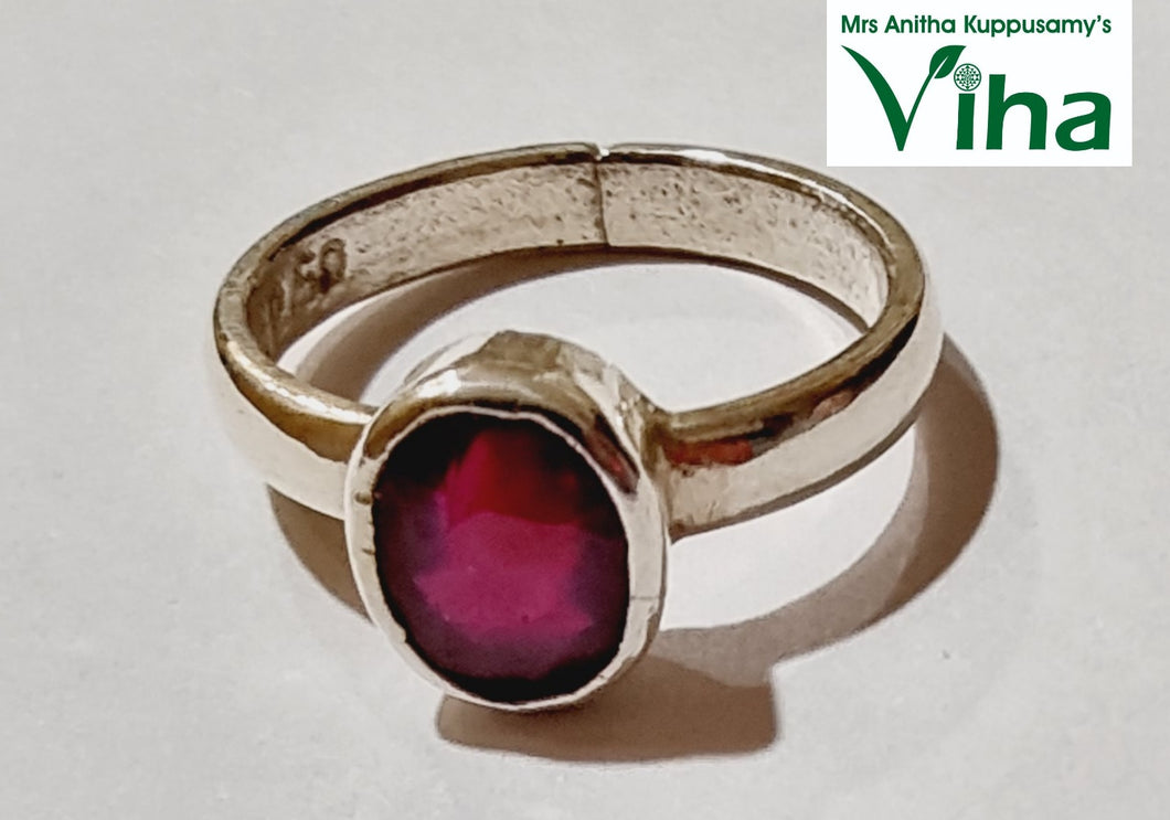 Ruby Silver Ring Natural 3.27 Ct Adjustable