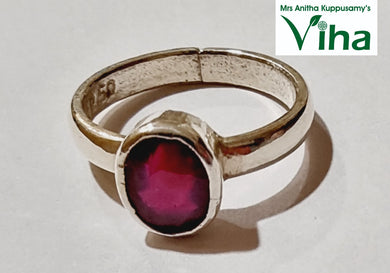 Ruby Silver Ring 3.87 Ct - Adjustable