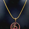 Impon Pendant Chain with a circular pendant and red stone bird motif