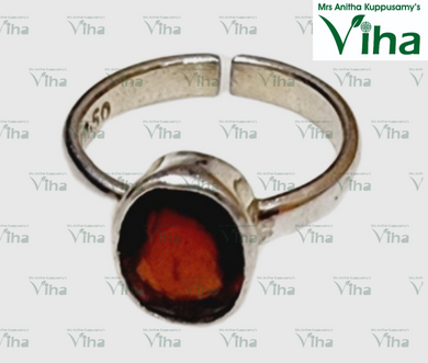 Gomedha Silver 6.22 gms Oval Cut Ring Adjustable