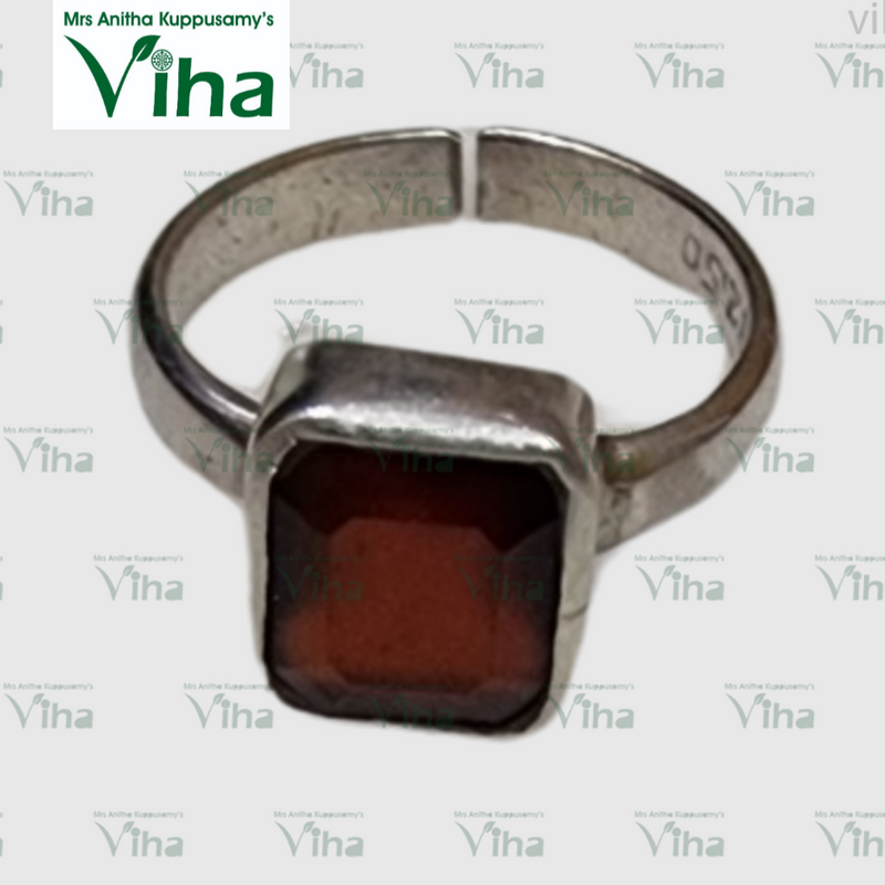 Gomedha Silver Ring Radiant mix Adjustable with a square setting
