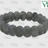 Labradorite Bracelet, loop of flat oval beads with dark speckles