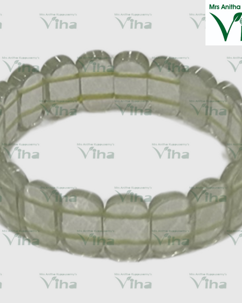 Quartz Lemon Bracelet with greenish grey circular beads