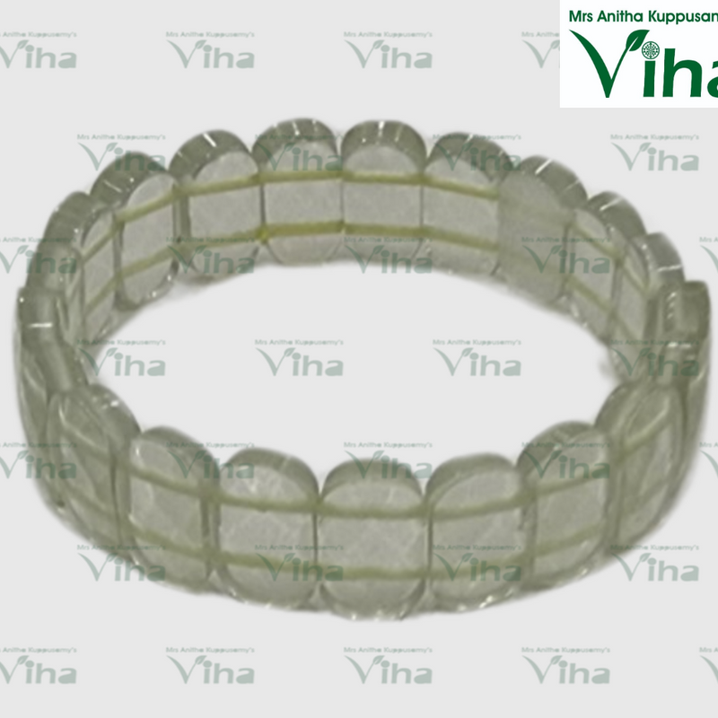 Quartz Lemon Bracelet with greenish grey circular beads