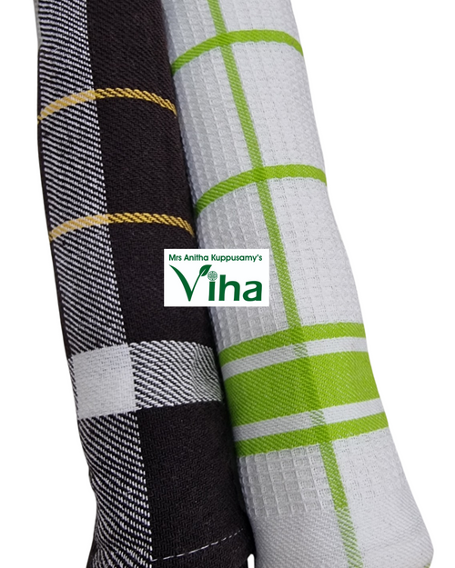 Kitchen Towel Set of 2 pieces, plaid pattern on one roll