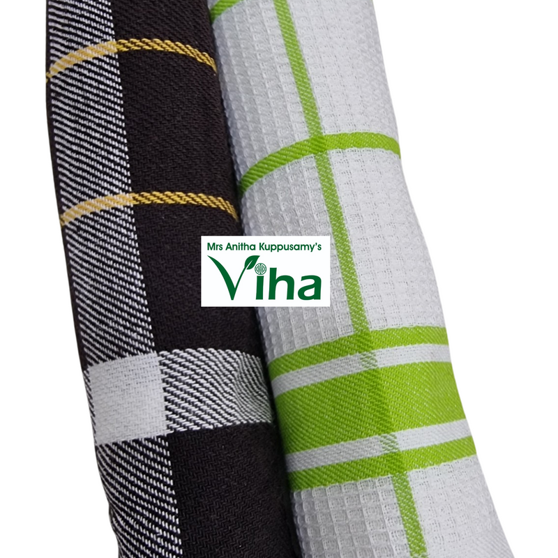 Kitchen Towel Set of 2 pieces, plaid pattern on one roll