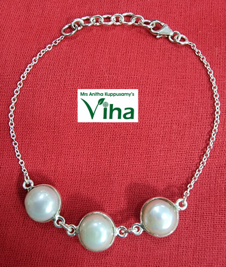 Pearl Bracelet Silver 5.80 Gms