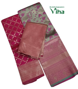 Semi Banarasi Silk Half Saree Set