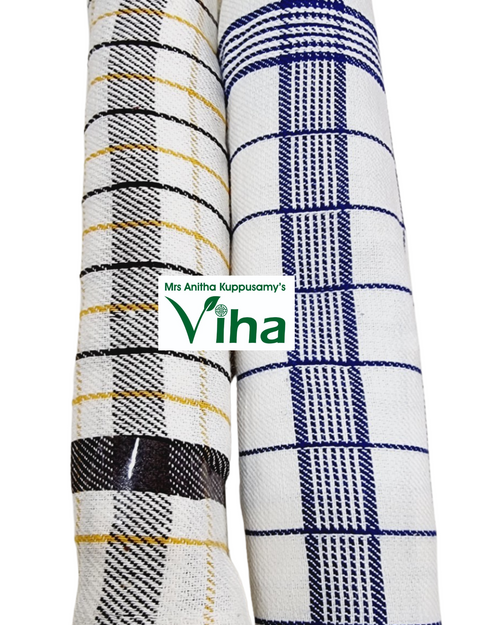 Kitchen Towel Set of 2 pcs, plaid patterns in rolled shape