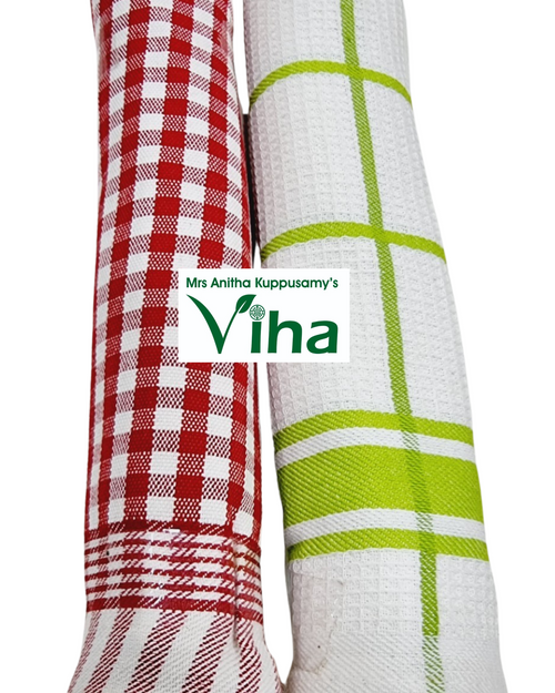 Kitchen Towel Set of 2 pcs, checkered pattern on one roll