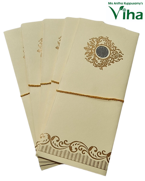 Gift Cover with scrollwork pattern and string tied horizontally