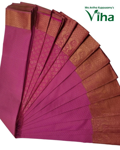 Soft Semi Silk Saree with Blouse, pink and gold-toned border