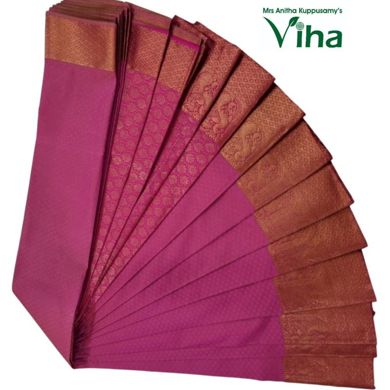 Soft Semi Silk Saree with Blouse, pink and gold-toned border