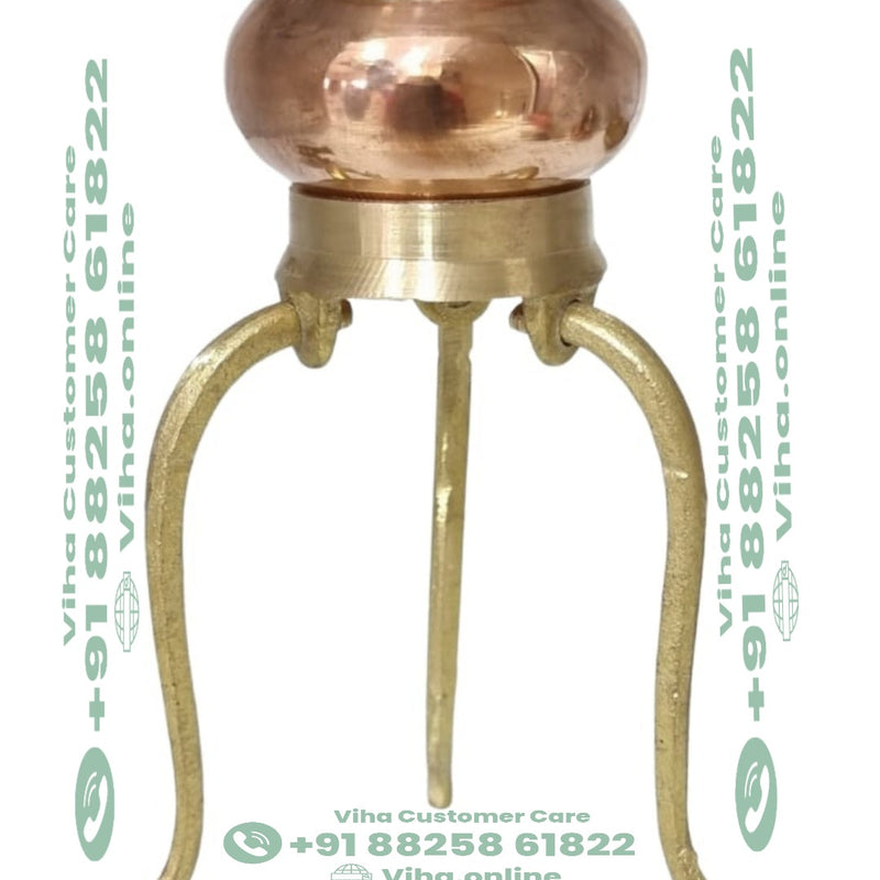 Abisheg Stand With Copper Abisheg Lota (Copper Sombu), the vessel resting on three curved legs