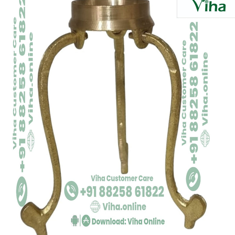 Shivling, Salagram Abisheg Stand, a gold-toned metallic stand with a circular top and three curved legs