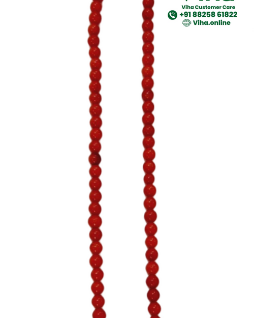 Coral Beads Mala, long vertical loop of string