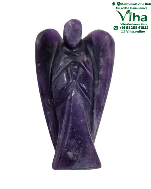 Amethyst Angel, a small carved figure with folded wings