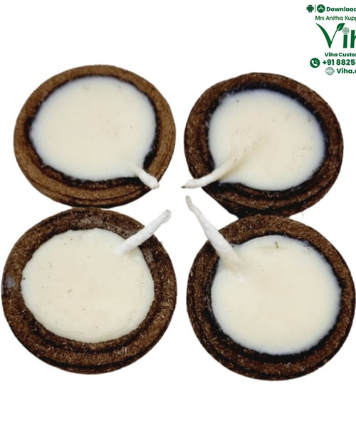 Swarna deepam, four cow-dung lamp cups filled with cow ghee and cotton wicks