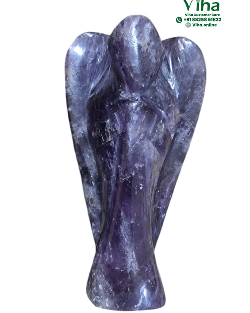 Amethyst Angel, a polished figure with carved wings