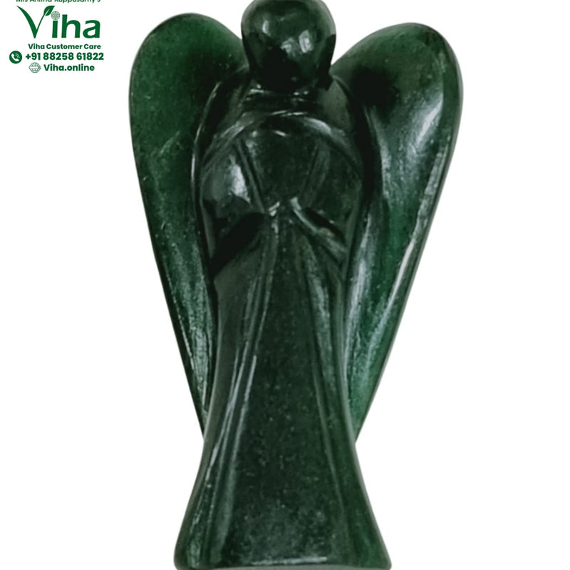 Jade Angel, a dark green figure with carved wings