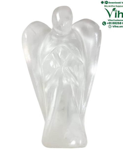Clear Quartz Angel, a clear polished figure with carved wings