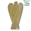 Yellow Aventurine Stone Angel, a figure with folded wings and hands at the chest