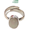 Moonstone Oval 925 Silver Ring, circular band with an adjustable overlapping top