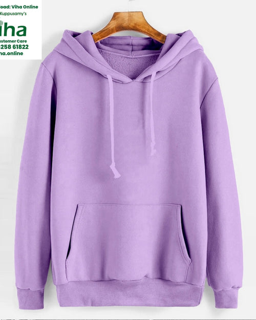 Unisex Hoodie - M Size, light purple, attached hood with drawstrings