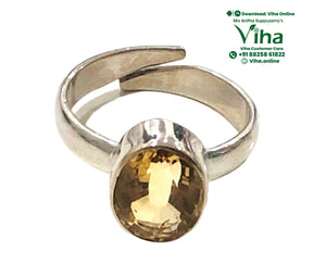 Citrine Round Cut Silver Ring 4.40 Grams