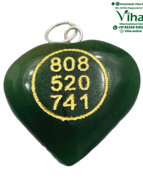 Jade Zibu Money Coin Heart Pendant, dark green heart