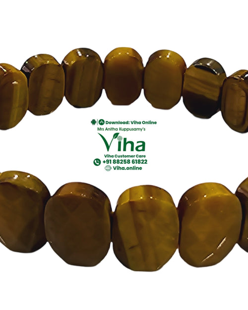 Tiger Eye Stone Bracelet, brown and golden faceted beads