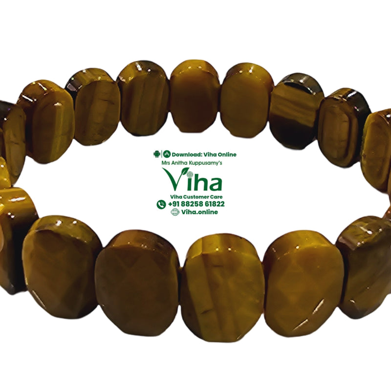 Tiger Eye Stone Bracelet, brown and golden faceted beads