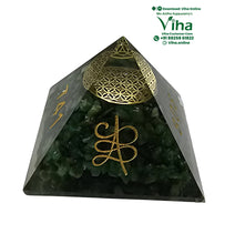 Green Aventurine Pyramid with Money Symbols