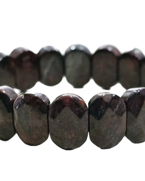 African Blood Stone Bracelet, dark red circular loop with faceted beads