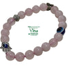 Evil Eye Rose Quartz Bracelet, pink beads around a blue and white eye bead