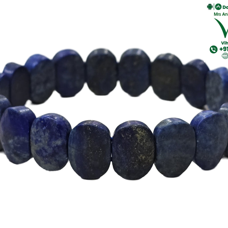 Sodolite Stone Bracelet, blue with oval beads on string