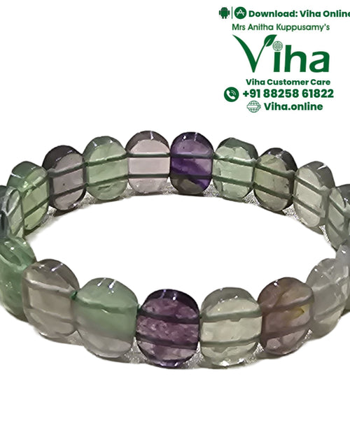 Fluorite Quartz Bracelet with circular beads and a ridged surface