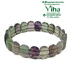 Fluorite Quartz Bracelet with circular beads and a ridged surface