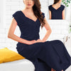 1 Piece Nighty Free Size, dark blue with a scalloped neckline