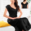 1 Piece Silk Nighty Free Size, black with lace trim on the shoulders and neckline