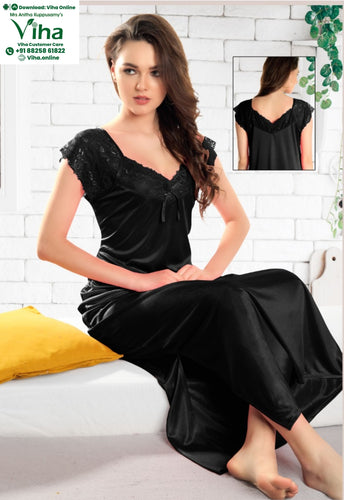 1 Piece Silk Nighty Free Size