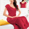 1 Piece Nighty Free Size, red with a v-neckline and lace trim