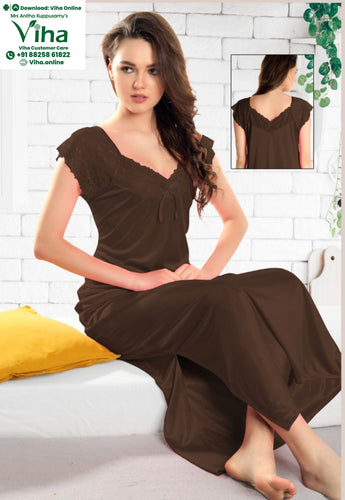 1 Piece Silk Nighty Free Size